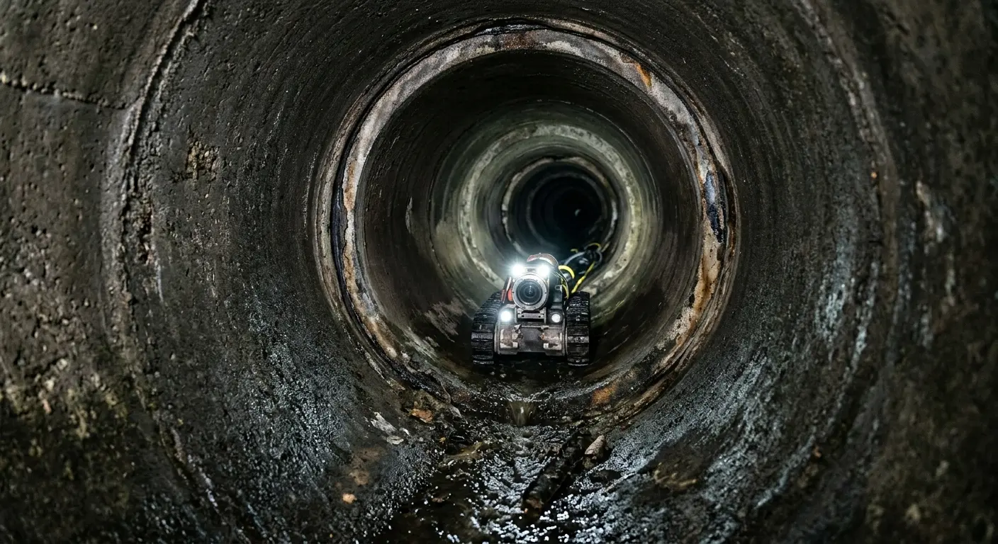 Robotic sewer camera inspecting pipe interior for Sewer Line Repair in Hasbrouck Heights